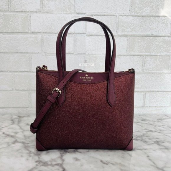 kate spade Handbags - Kate Spade Shimmy Burgundy Red Joeley Greta Lola Glitter Satchel Crossbody Tote